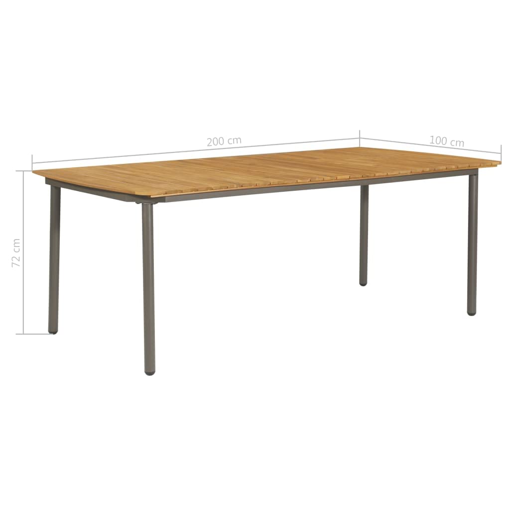 9 Piece Natural Wood and Grey Metal Outdoor Dining Set D8093