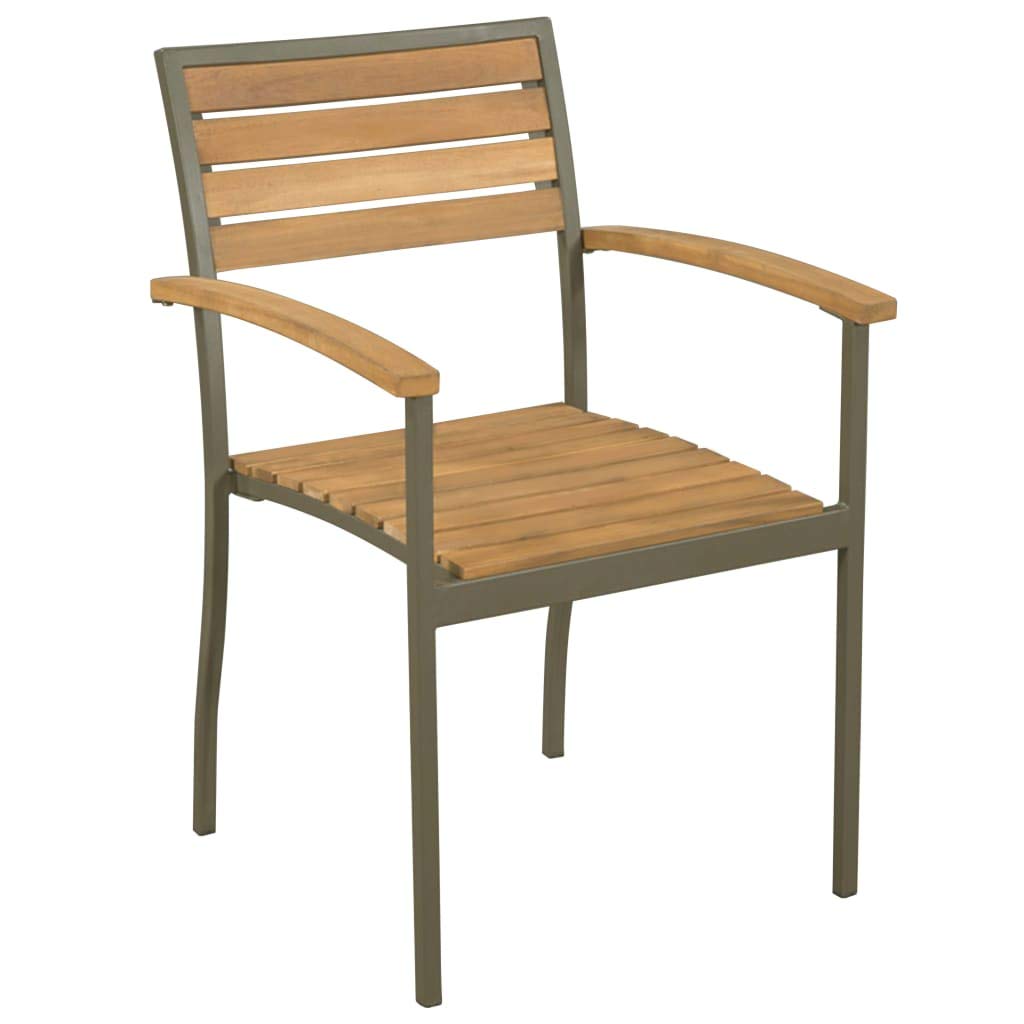 9 Piece Natural Wood and Grey Metal Outdoor Dining Set D8093
