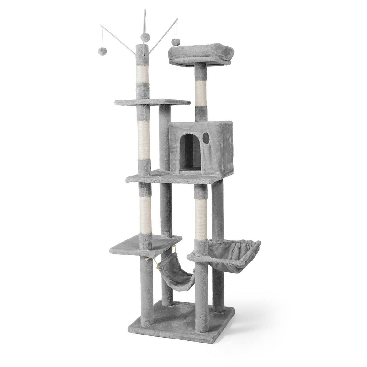 70-Inch Multi-Level Cat Tree with Hammock and Cat Cave F4277