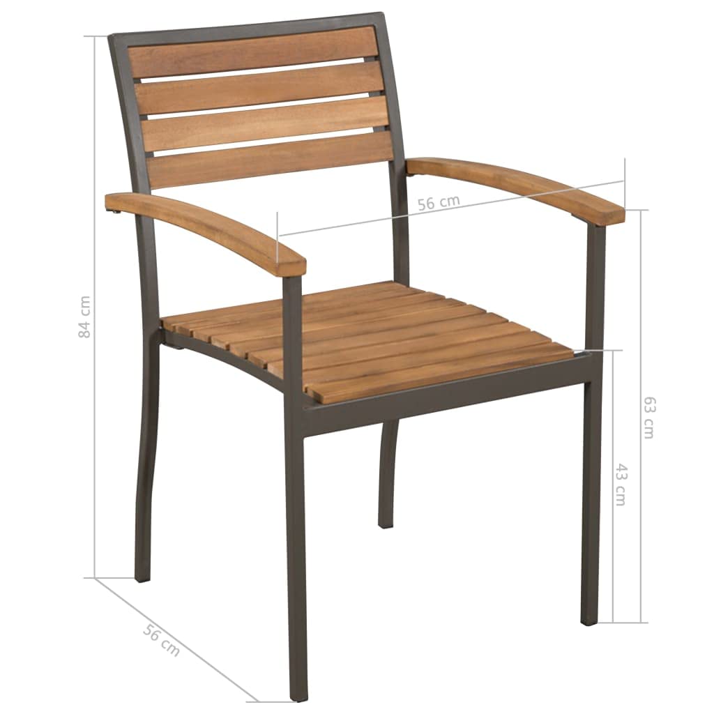 9 Piece Natural Wood and Grey Metal Outdoor Dining Set D8093