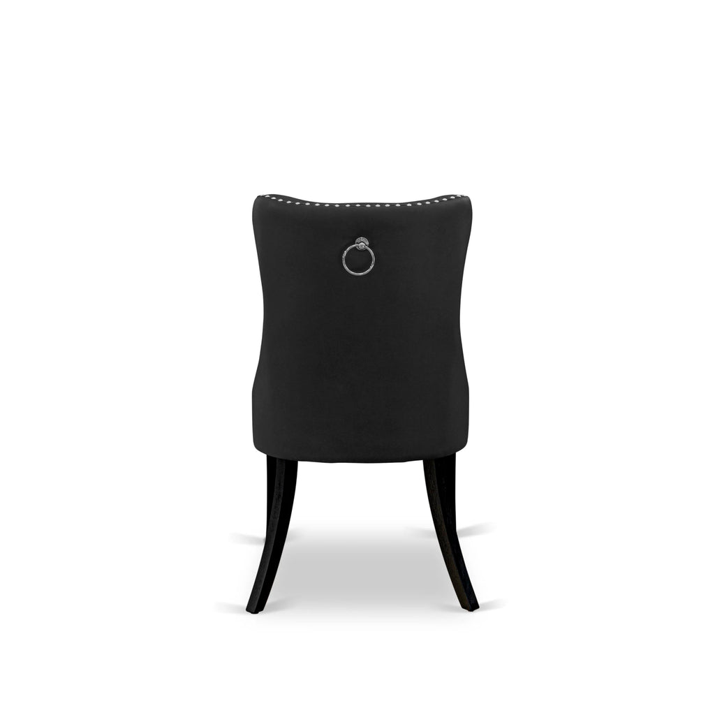 Button Tufted Dark Gray Polyester Fabric Upholstered Dining Chairs, Set of 2 L543073