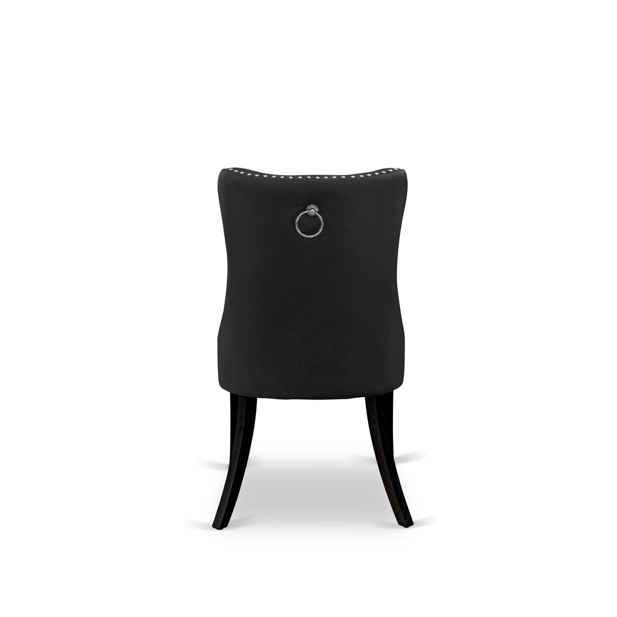 Button Tufted Dark Gray Polyester Fabric Upholstered Dining Chairs, Set of 2 L543073