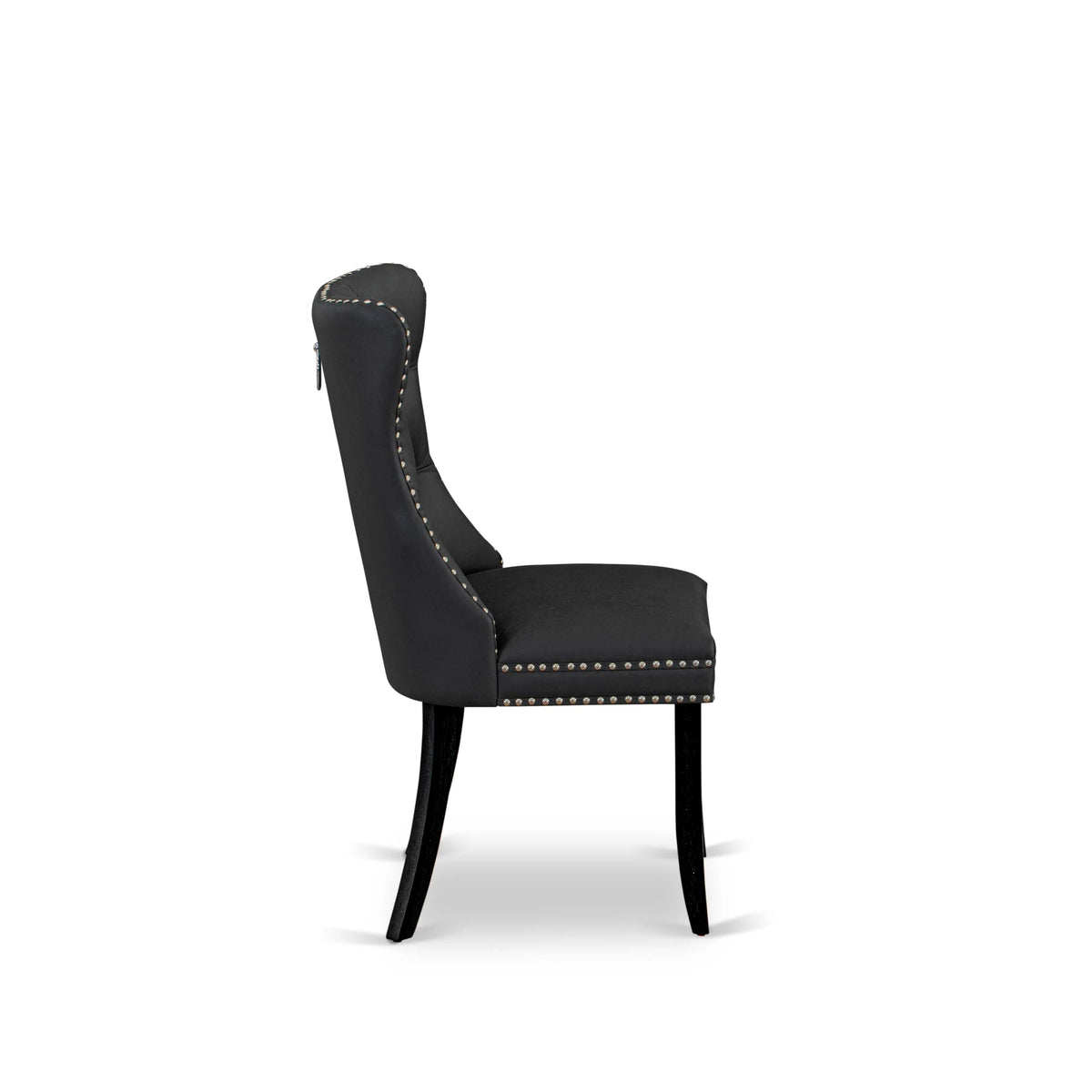 Button Tufted Dark Gray Polyester Fabric Upholstered Dining Chairs, Set of 2 L543073