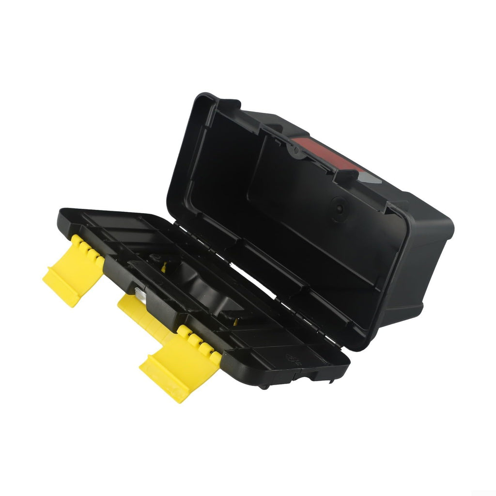 Black 10-Inch Plastic Toolbox with Dual Layers and Embedded Handle T258