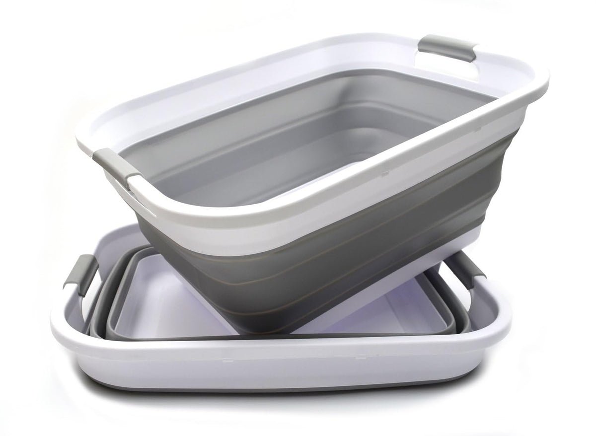 Collapsible Plastic Laundry Basket Set of 2 T258337