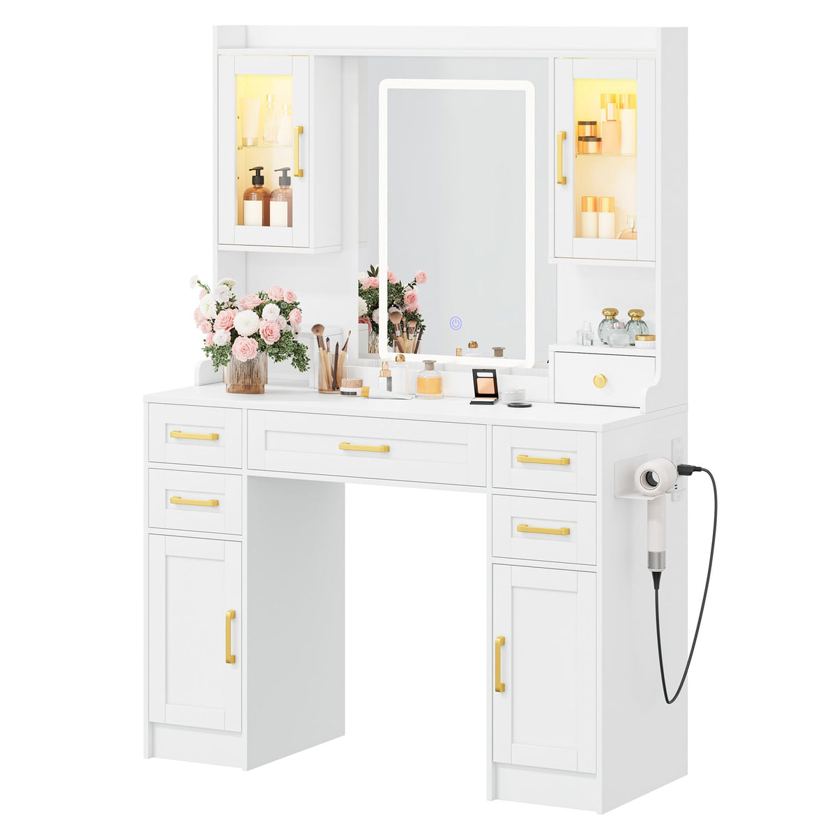 Vanity Desk with Mirror and LED Lights U453