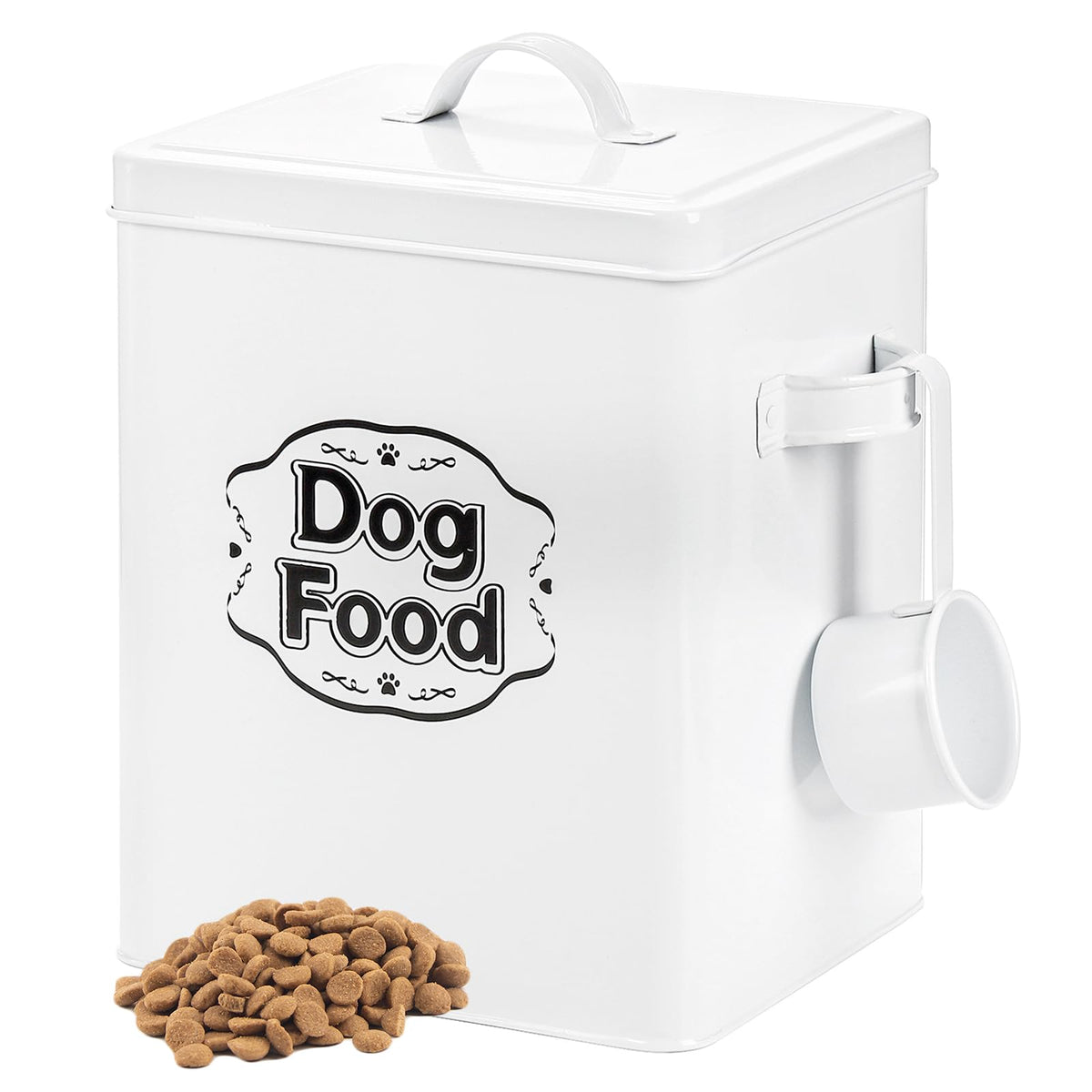 5-7 Lbs Metal Dog Food Storage Container with Lid and Scoop Z4983