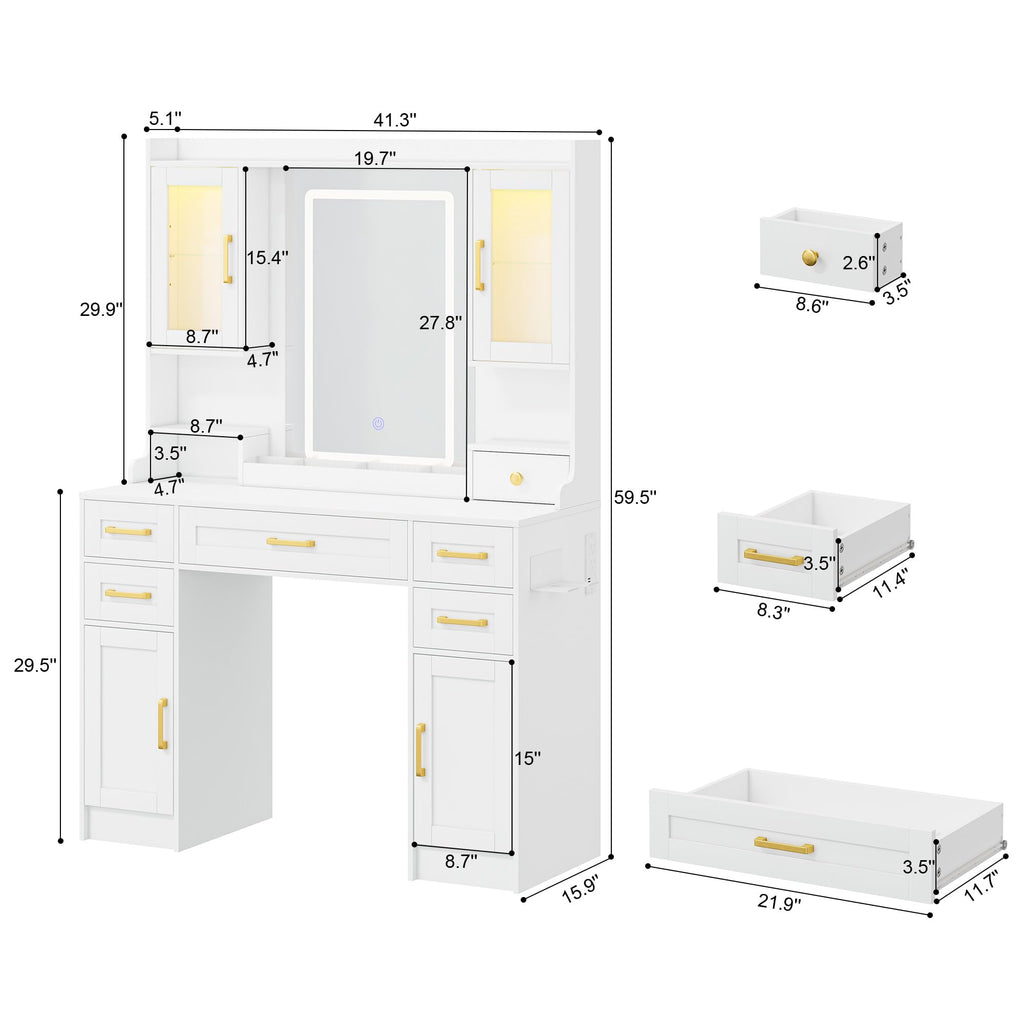 Vanity Desk with Mirror and LED Lights U453
