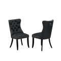 Button Tufted Dark Gray Polyester Fabric Upholstered Dining Chairs, Set of 2 L543073