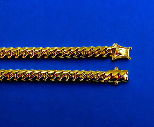 18K Yellow Gold Cuban Link Chain Necklace Bracelet L103243