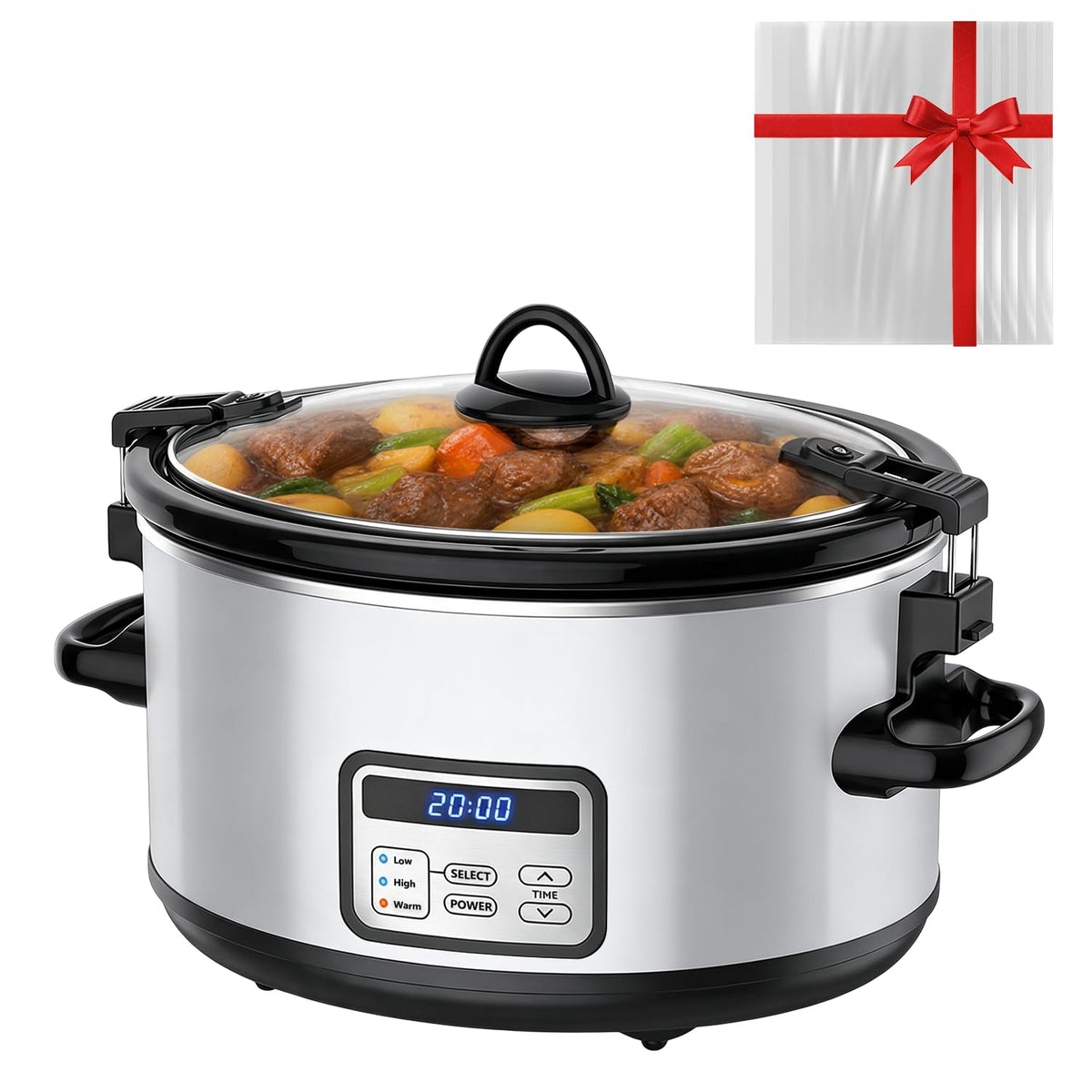 6 Quart Programmable Slow Cooker with Lid Clip F657234