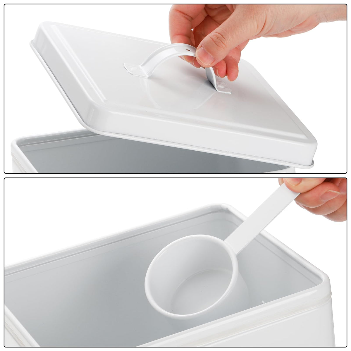 5-7 Lbs Metal Dog Food Storage Container with Lid and Scoop Z4983