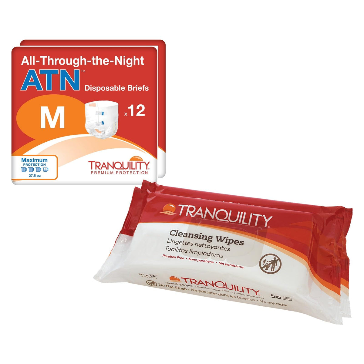 Medium Briefs Starter Pack, 2 Bags + Cleansing Wipes N293472