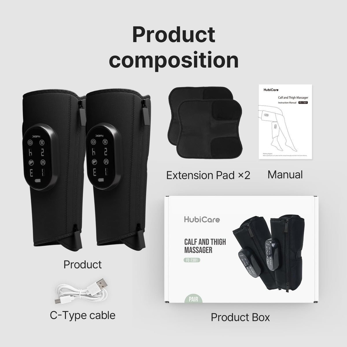 Heated Air Compression Cordless Leg Massager with Extension (Pair) N42333