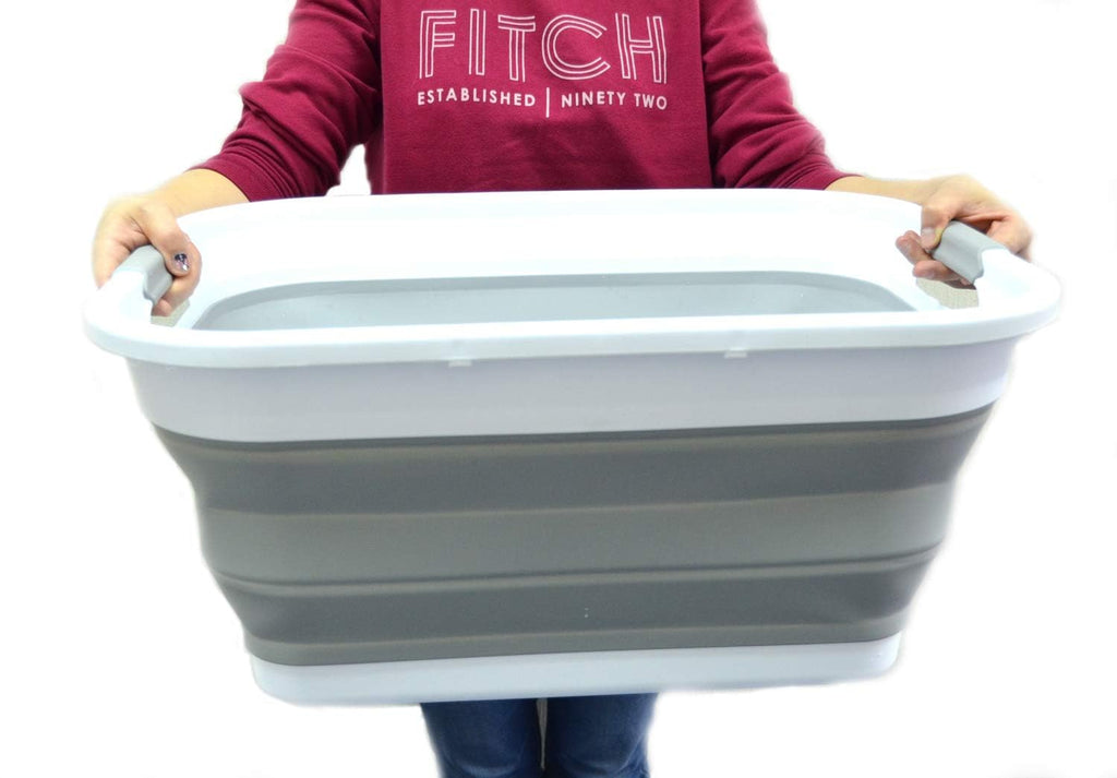 Collapsible Plastic Laundry Basket Set of 2 T258337