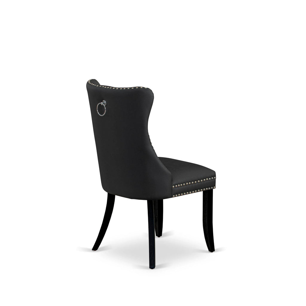 Button Tufted Dark Gray Polyester Fabric Upholstered Dining Chairs, Set of 2 L543073