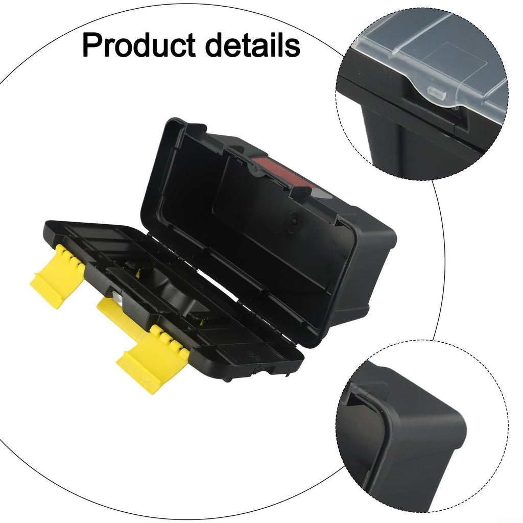 Black 10-Inch Plastic Toolbox with Dual Layers and Embedded Handle T258