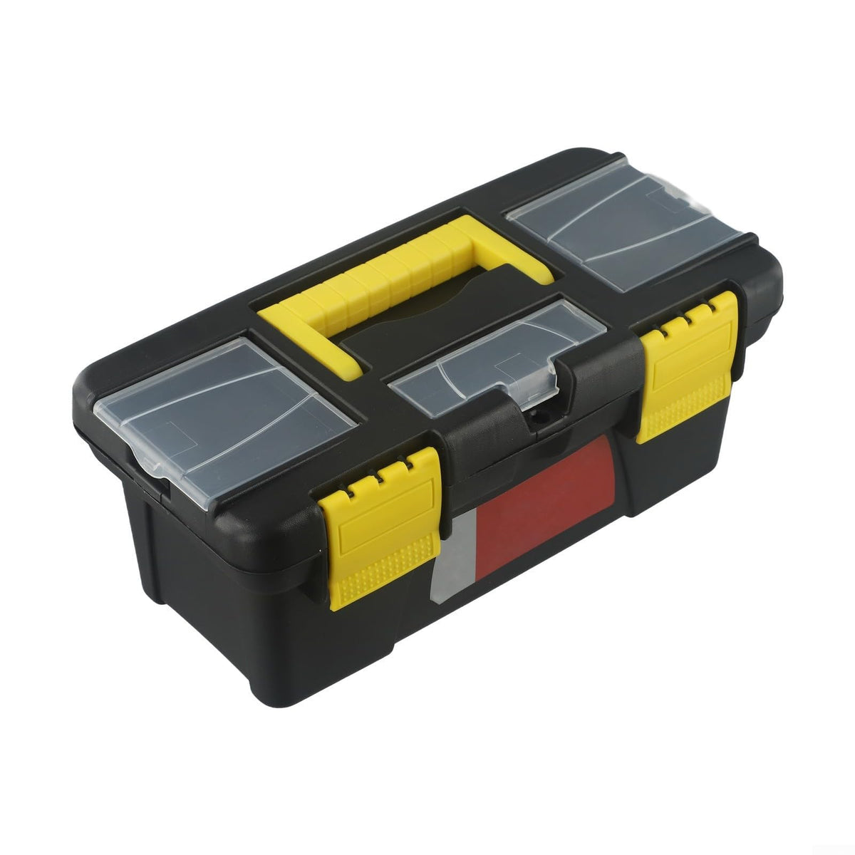 Black 10-Inch Plastic Toolbox with Dual Layers and Embedded Handle T258