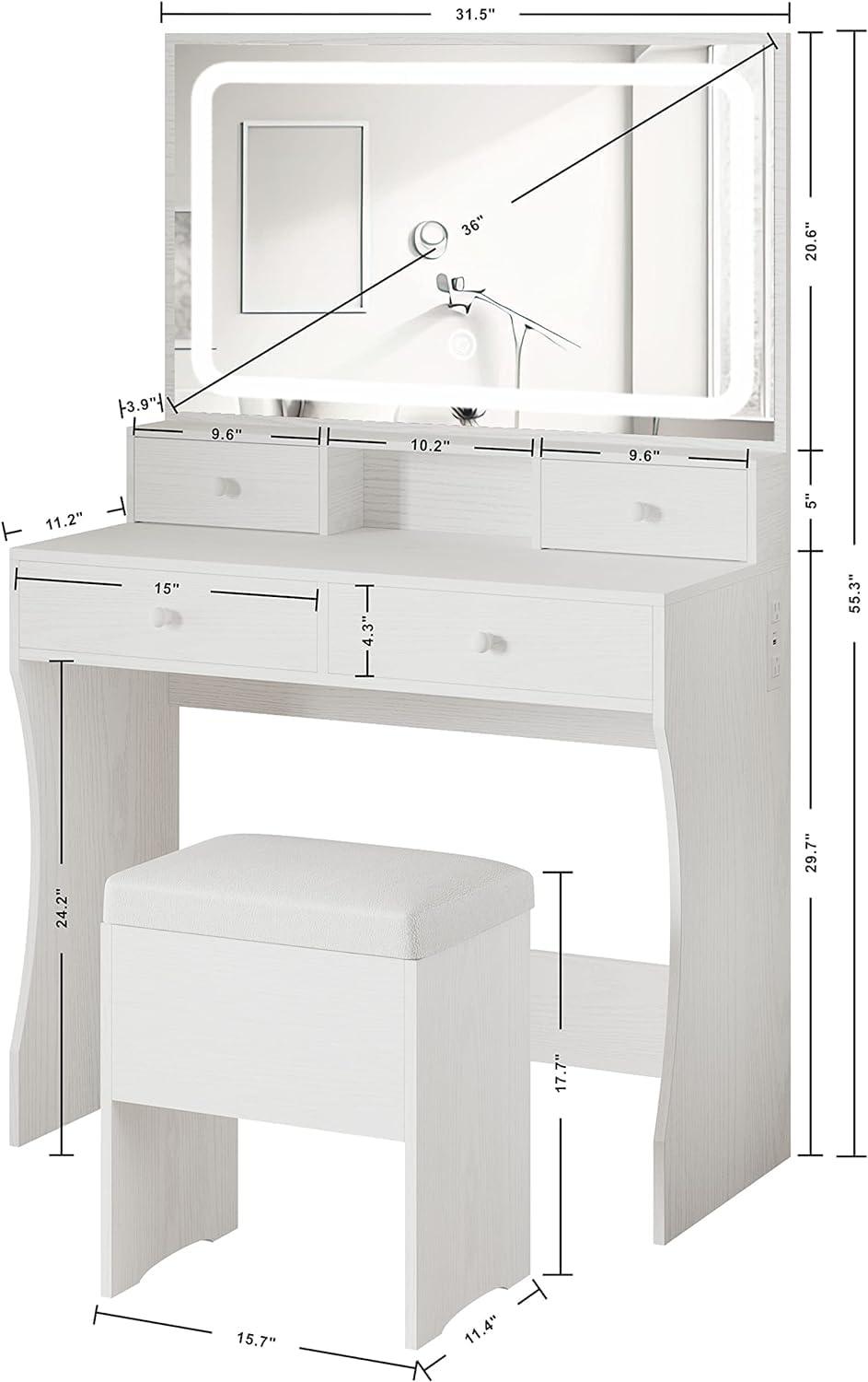 Vanity Desk with Charging Station H21520