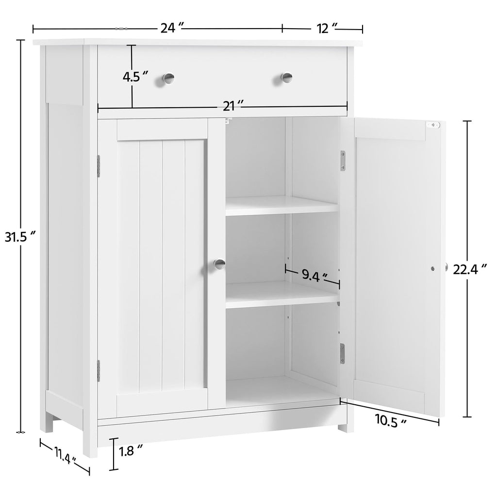 White Bathroom Storage Cabinet with Drawer and 2 Doors I97487