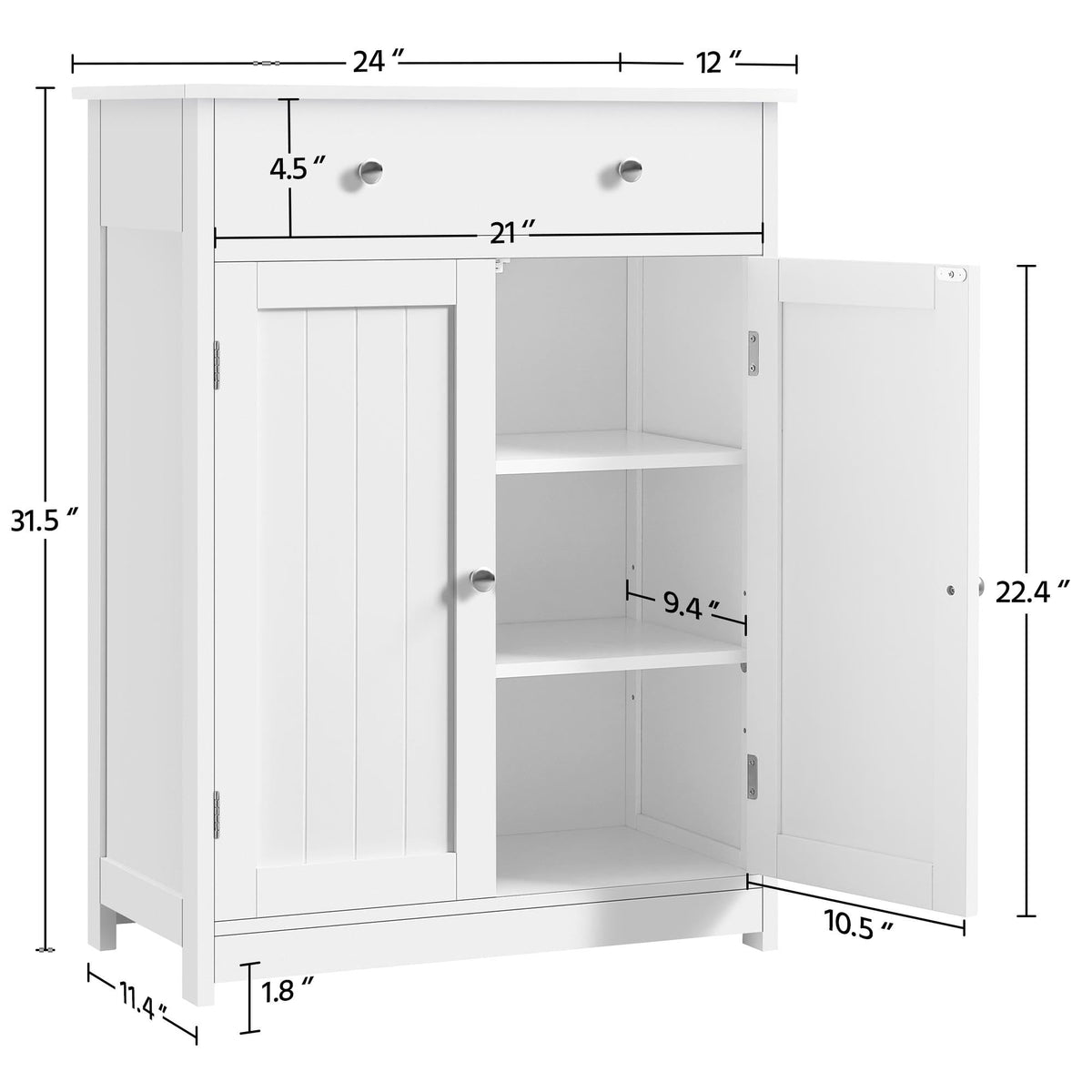 White Bathroom Storage Cabinet with Drawer and 2 Doors I97487