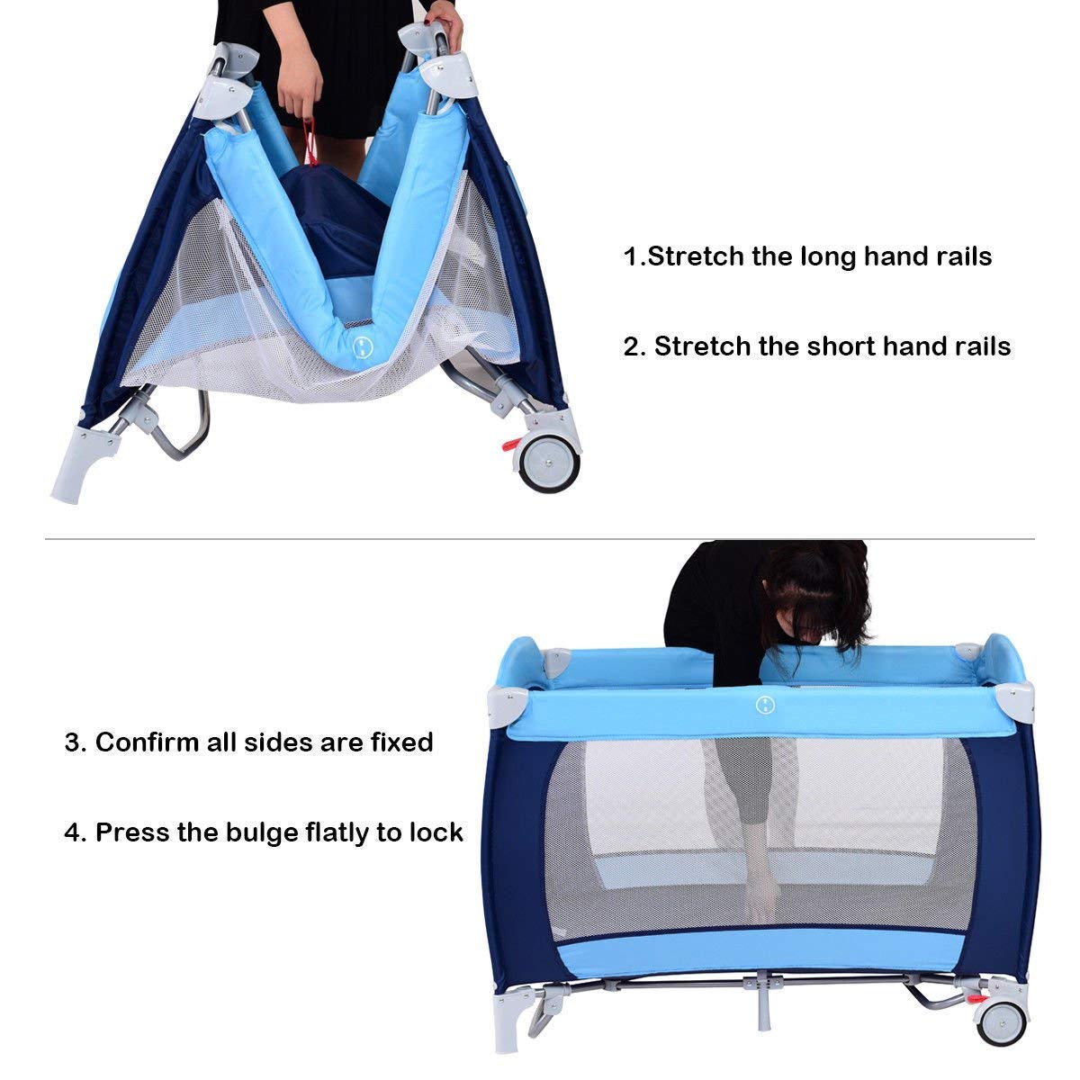 4-in-1 Portable Baby Playard with Bassinet and Changing Table P13149