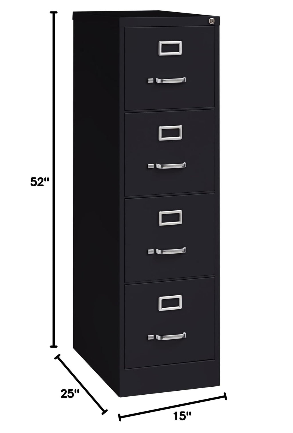 4 Drawer Vertical File with Lock, Black T258