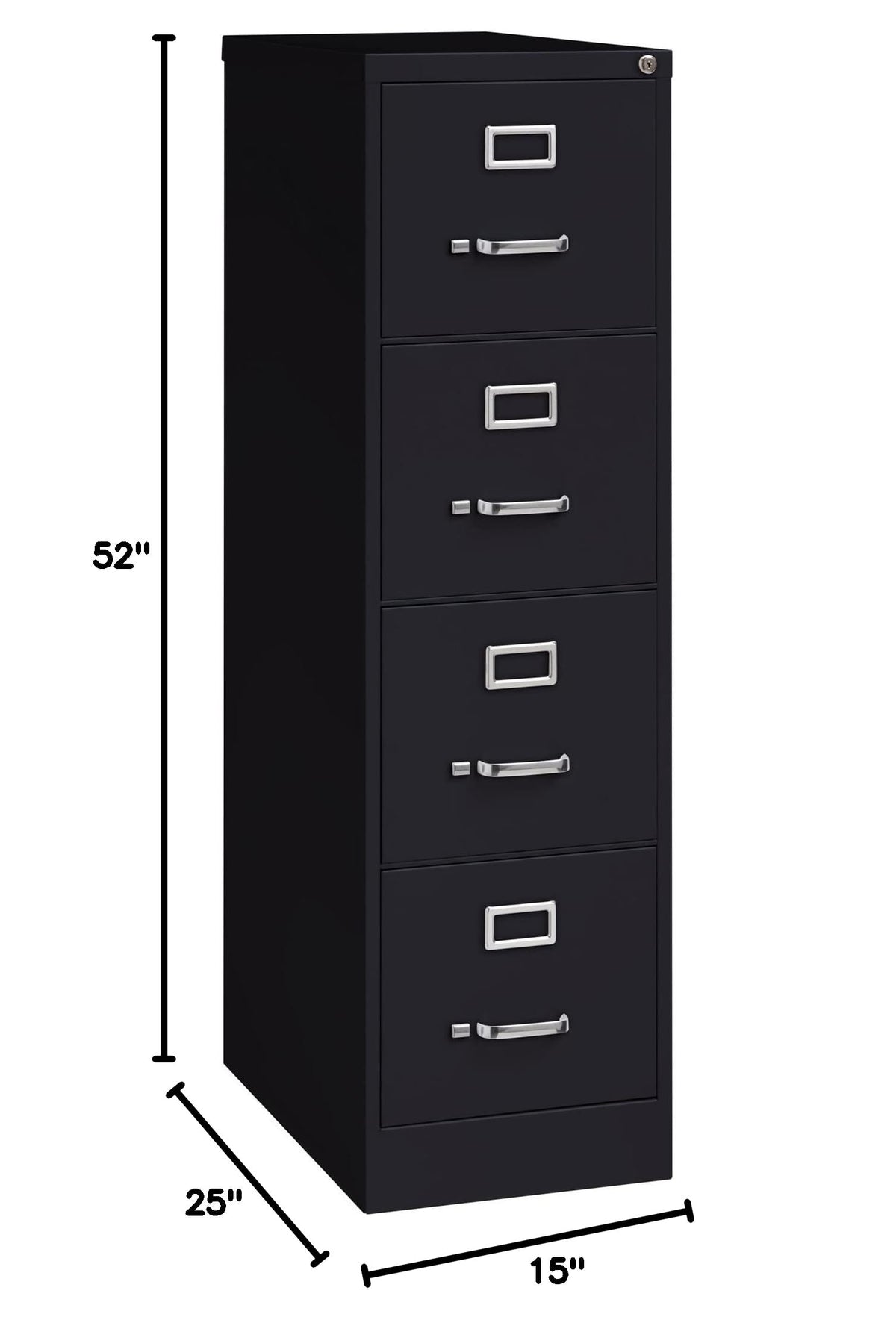 4 Drawer Vertical File with Lock, Black T258