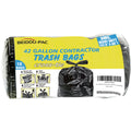 Heavy Duty 42 Gallon 10 Count 3 MIL Black Flap Tie Trash Bags L418860