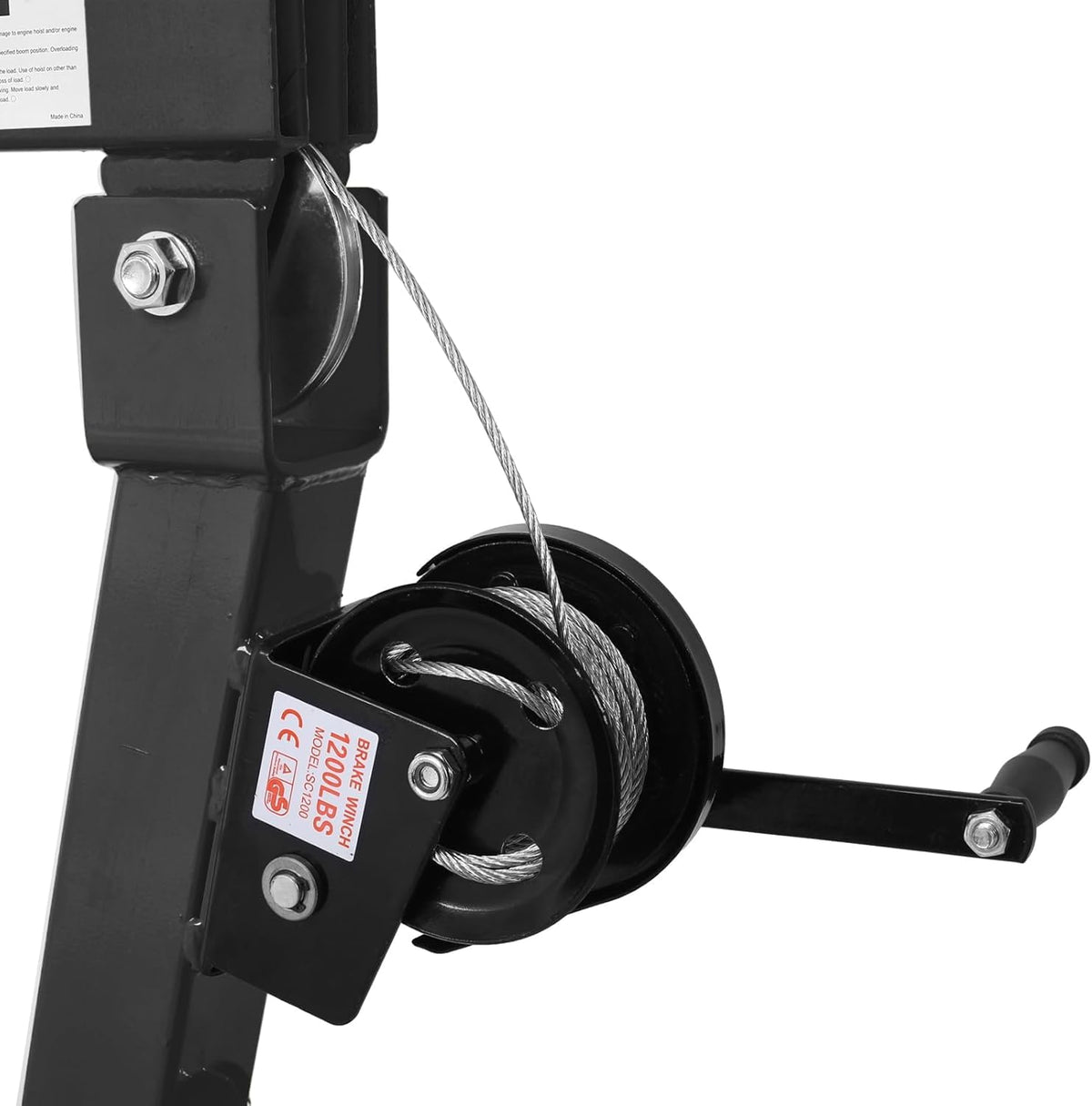 Hydraulic Pickup Truck Crane with Hand Winch, 2000 lb Capacity, 360° Rotation, Black K54541