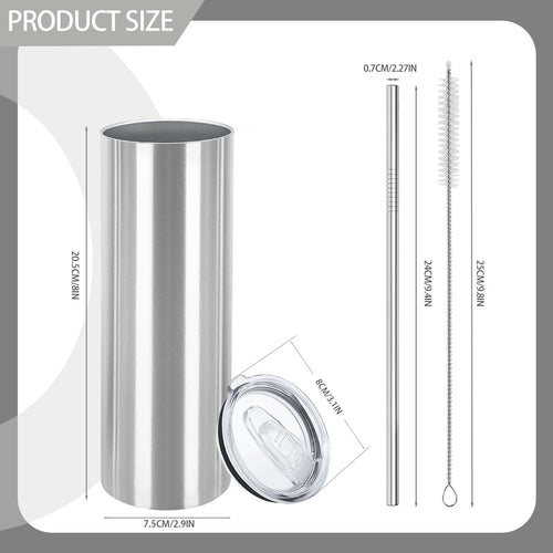 16 Pack 20oz Stainless Steel Insulated Tumblers with Lid and Straw R177248