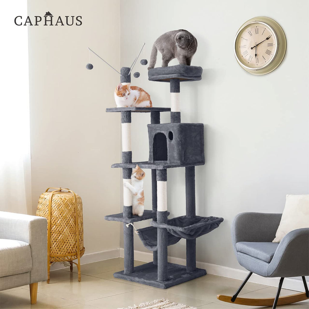 70-Inch Multi-Level Cat Tree with Hammock and Cat Cave F4277