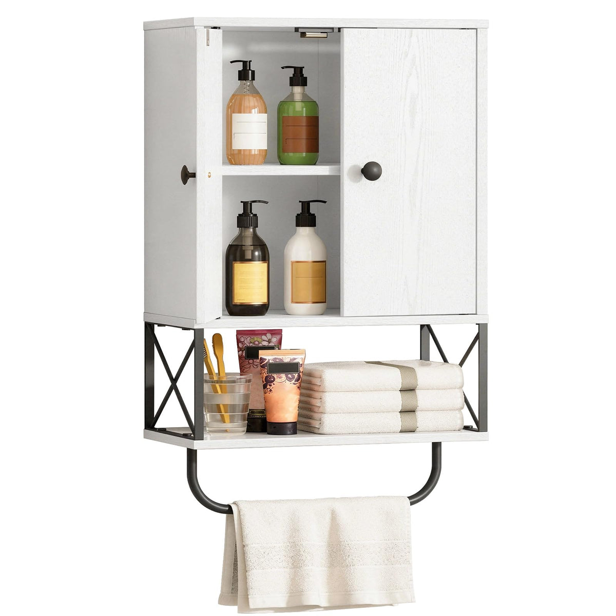 White 2 Door Wall Mounted Bathroom Cabinet with Adjustable Shelf Z39386