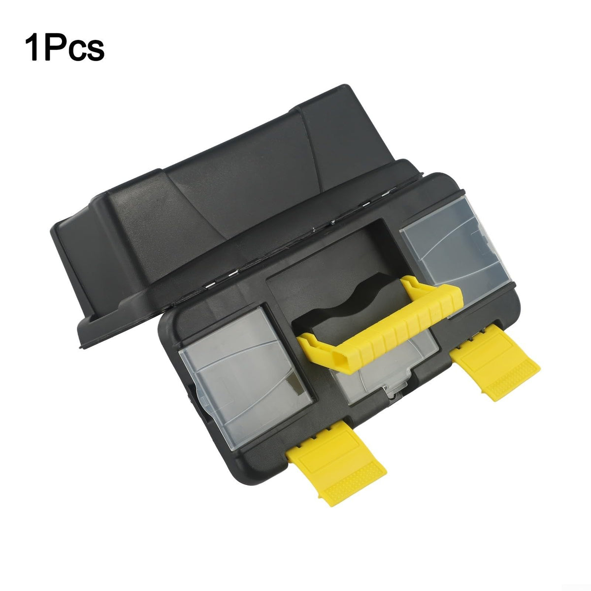 Black 10-Inch Plastic Toolbox with Dual Layers and Embedded Handle T258