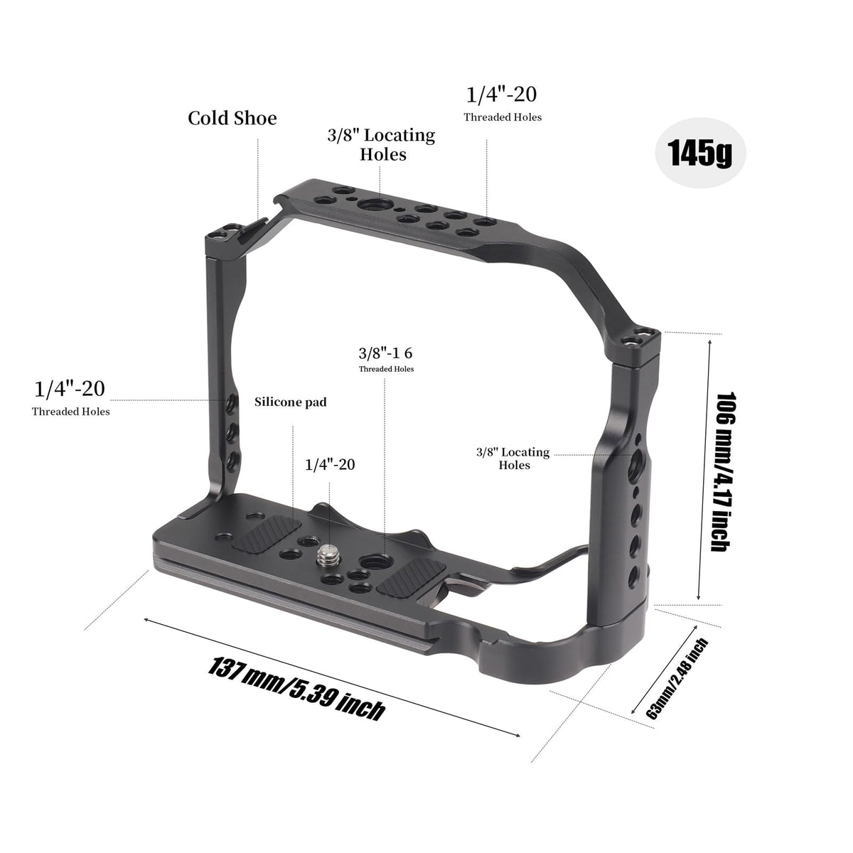 Camera Cage with NATO Rail Cold Shoe Quick Release Plate L399