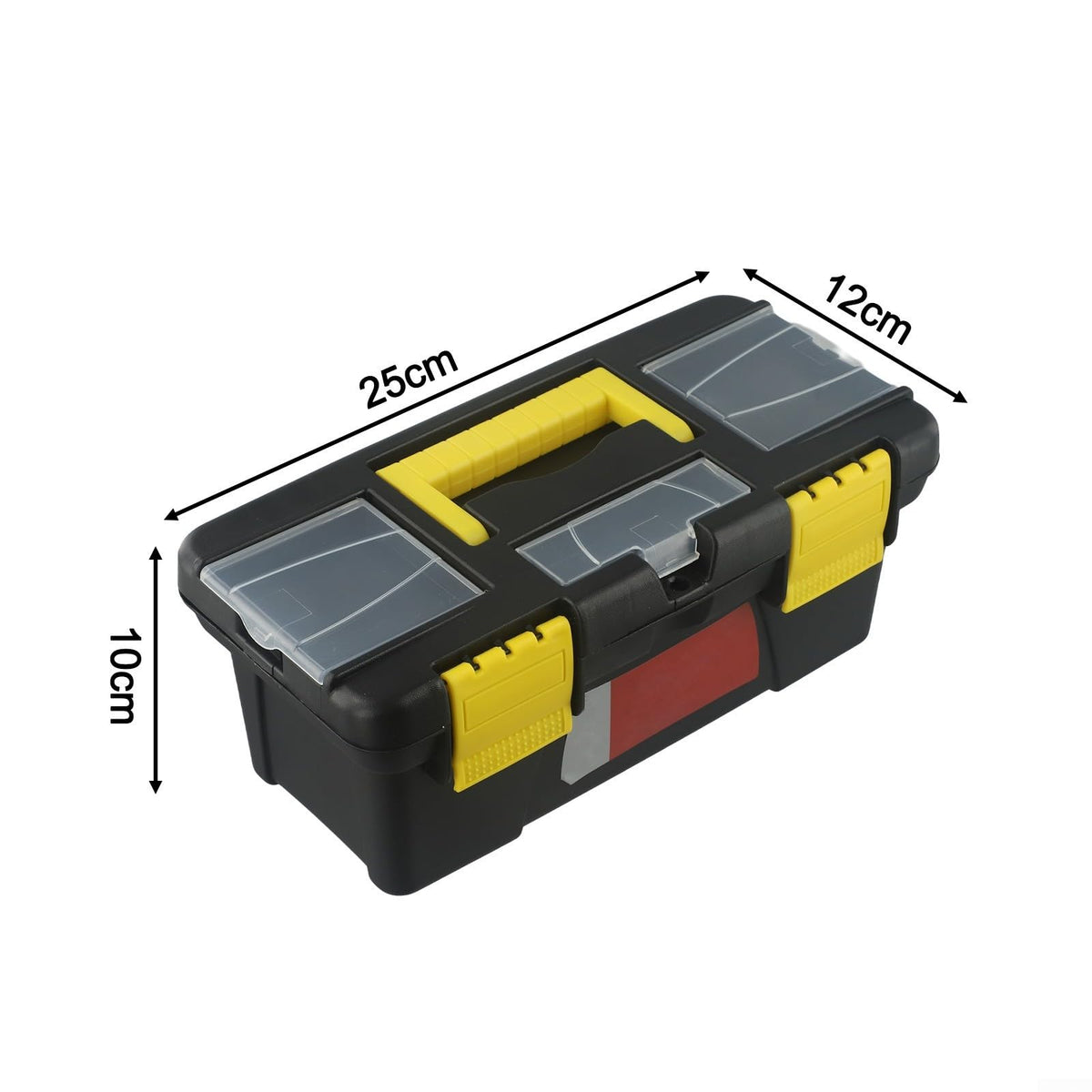 Black 10-Inch Plastic Toolbox with Dual Layers and Embedded Handle T258