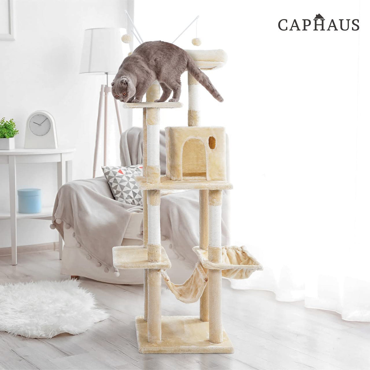 70-Inch Multi-Level Cat Tree with Hammock and Cat Cave F4277