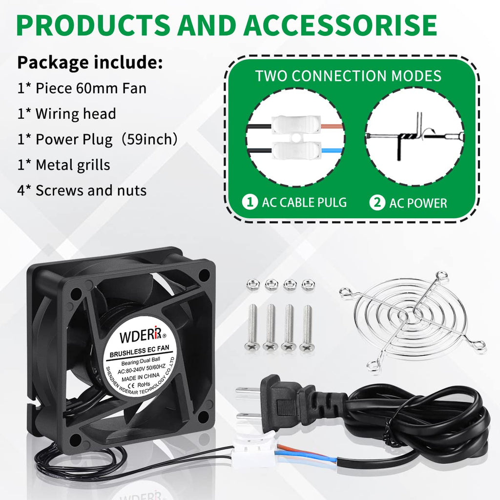 12V DC Brushless Cooling Fan 2PCS 60mm x 25mm Q724859