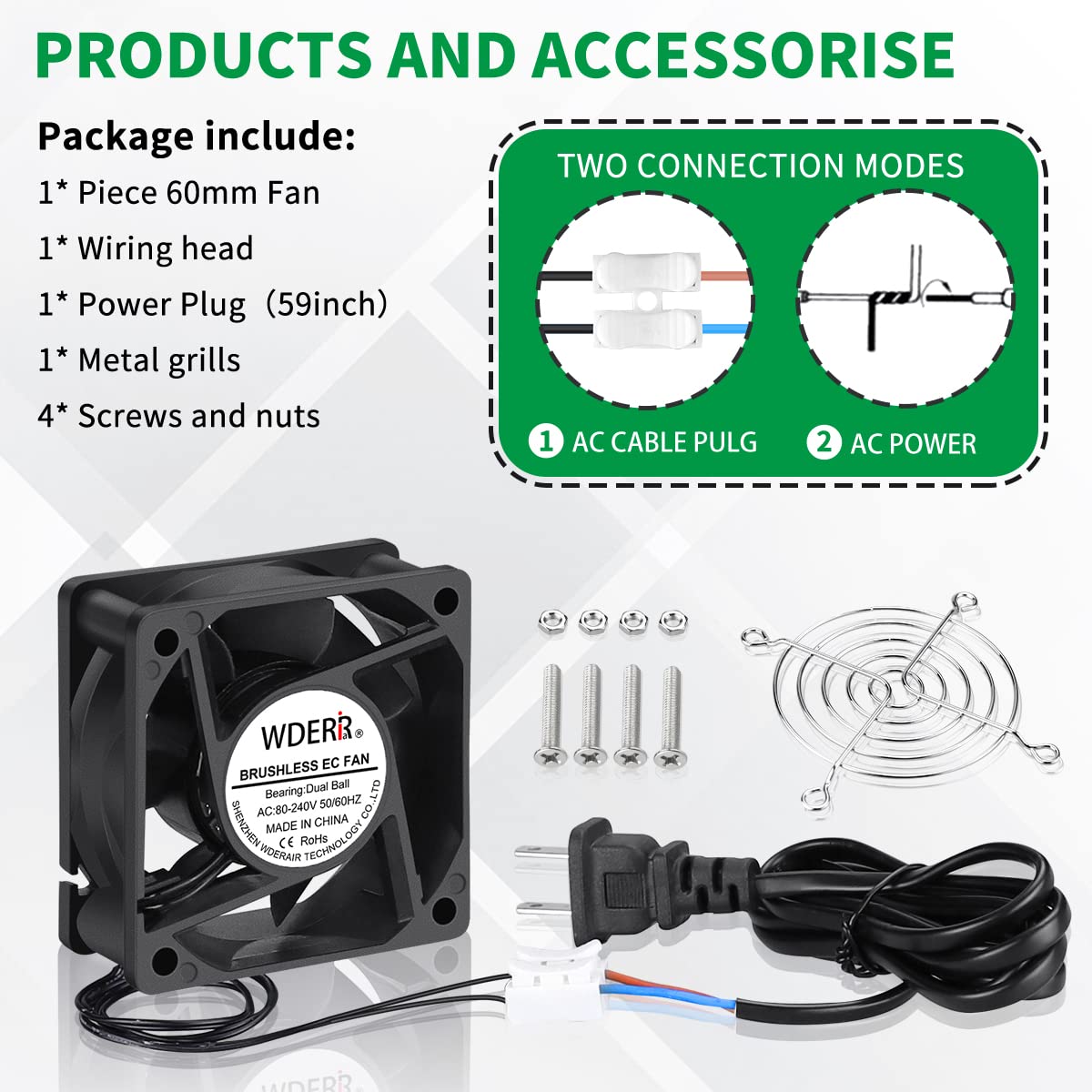 12V DC Brushless Cooling Fan 2PCS 60mm x 25mm Q724859