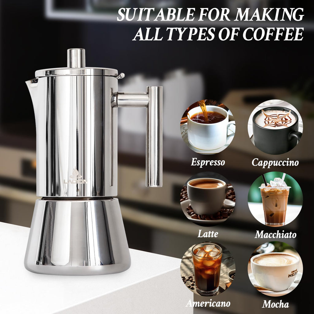 6 Cup Stainless Steel Stovetop Espresso Maker U749807