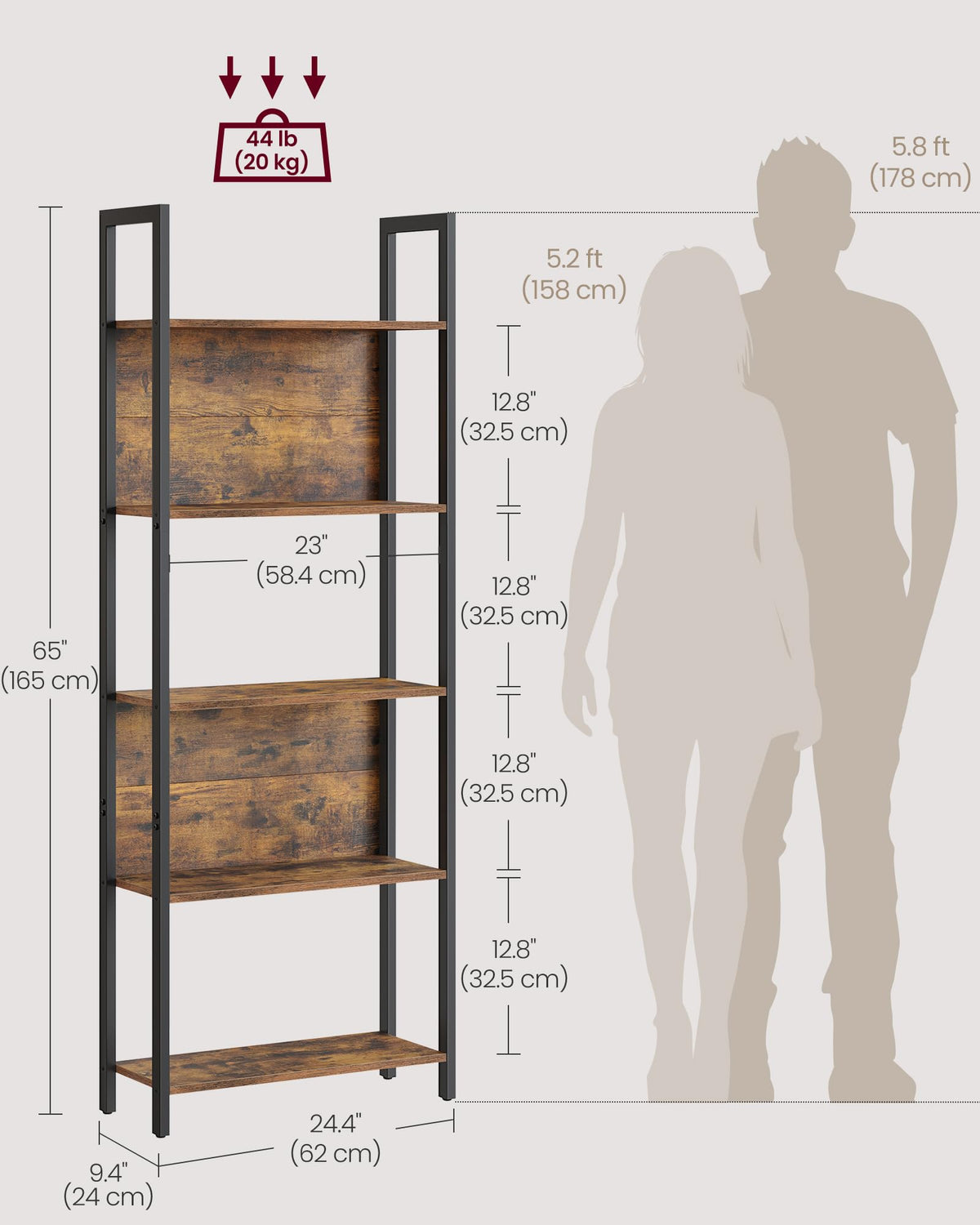 5 Tier Free Standing Bookshelf B721718