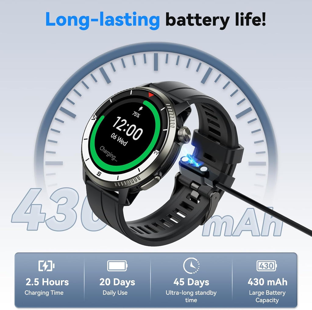 Black GPS Smartwatch with Heart Rate Monitor Q403