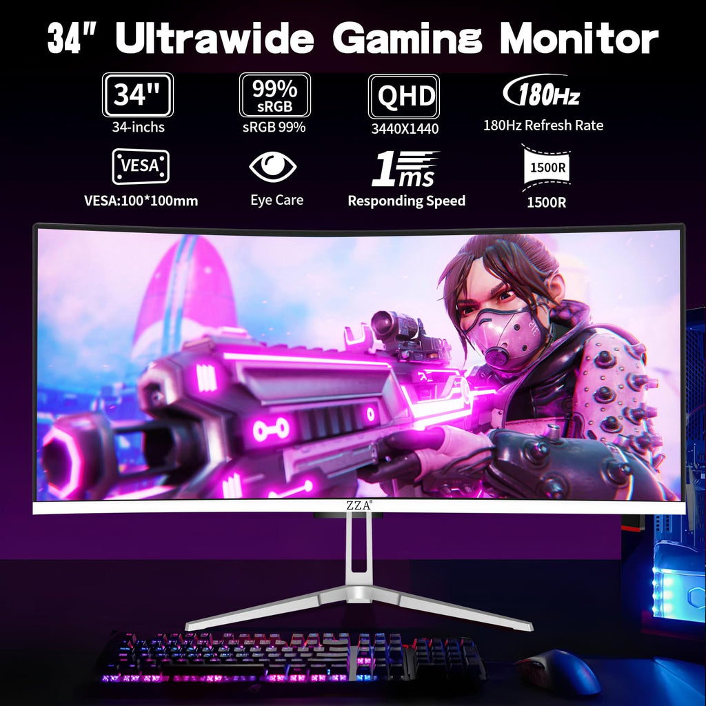 34 Inch Curved 1500R WQHD 180hz VA Gaming Monitor R786516