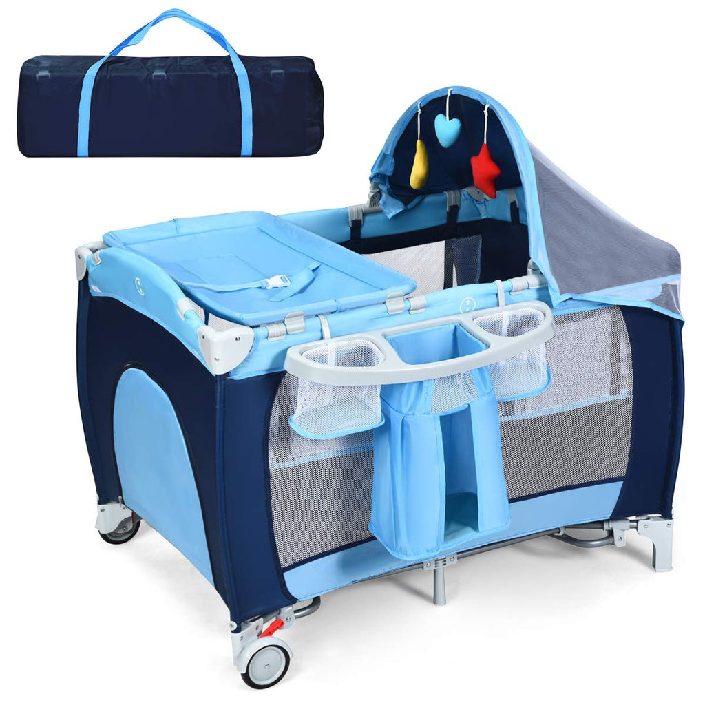 4-in-1 Portable Baby Playard with Bassinet and Changing Table P13149