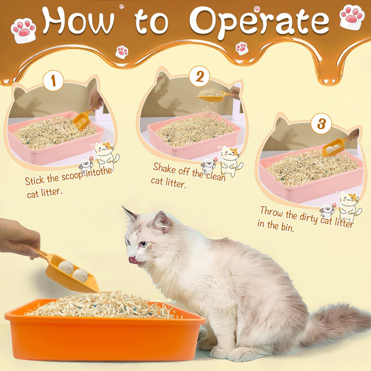 6 Pcs Plastic Kitten Litter Box Set with Scooper G227