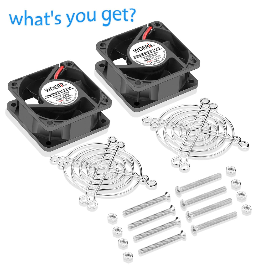 12V DC Brushless Cooling Fan 2PCS 60mm x 25mm Q724859