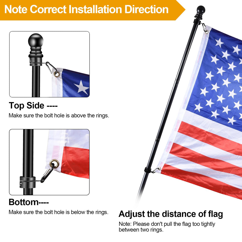 Black 5 FT Stainless Steel Wall Mount Flag Pole Kit H9714