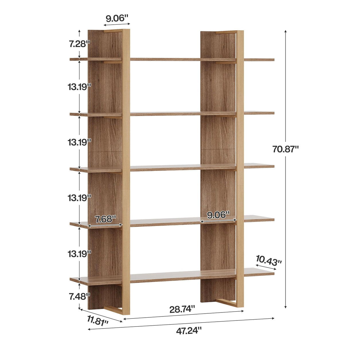 5-Tier Boho Bookshelf with Metal Frame M22598