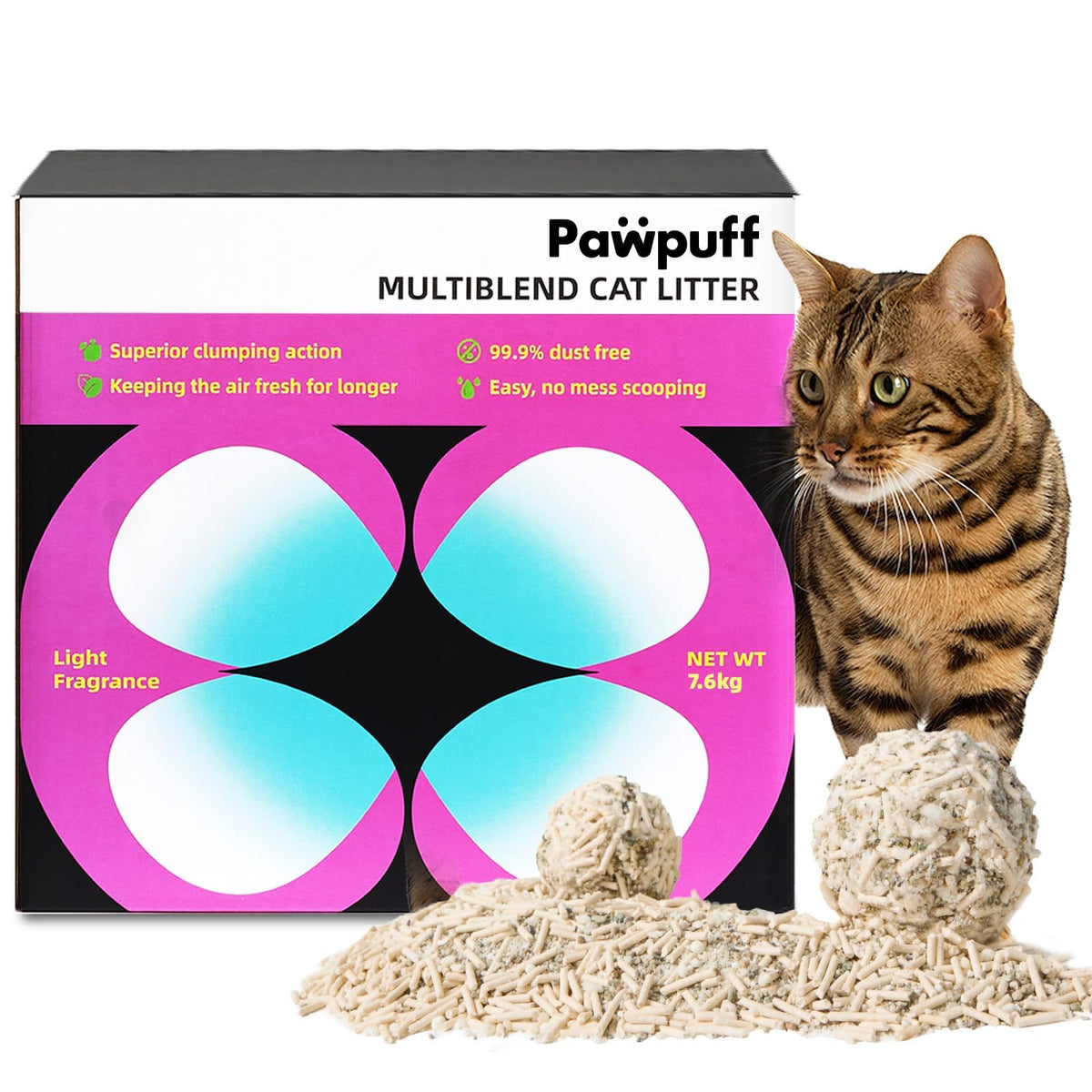 Clumping Cat Litter 99.9% Dust Free Flushable Mixed Tofu and Bentonite Odor Control 16.8lb E136