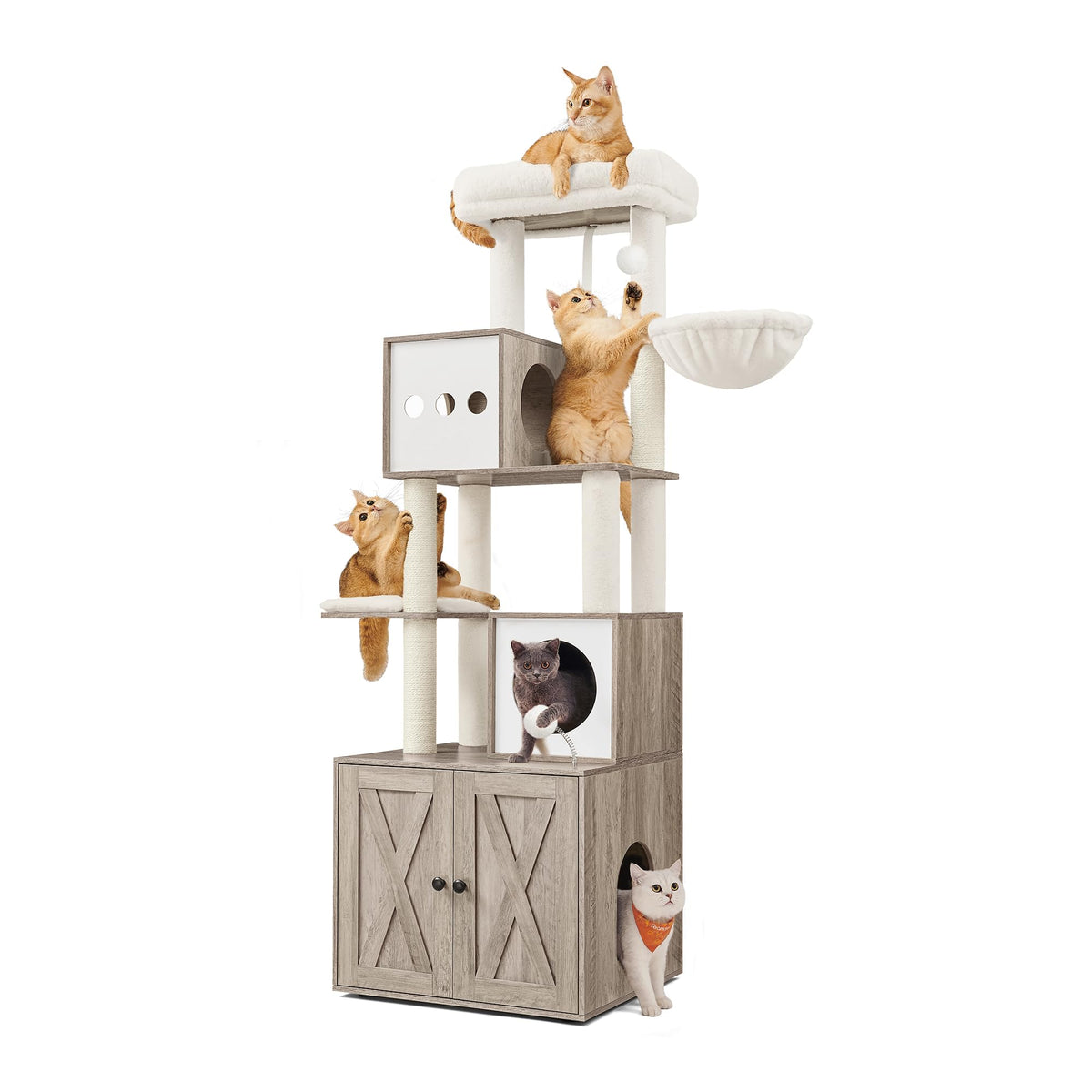 70.1-Inch Tall Cat Tree with Litter Box Enclosure P98338